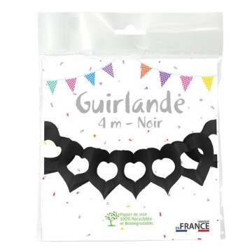 Guirlande cœur noire 4 m