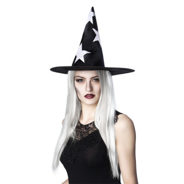 Chapeau de sorcière Shiny stars Halloween avec cheveux