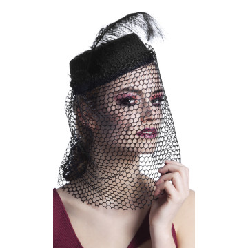 Chapeau Veuve noire avec voilette Halloween