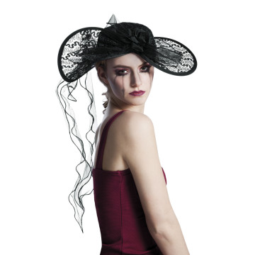 Chapeau Veuve en dentelle  Halloween noire