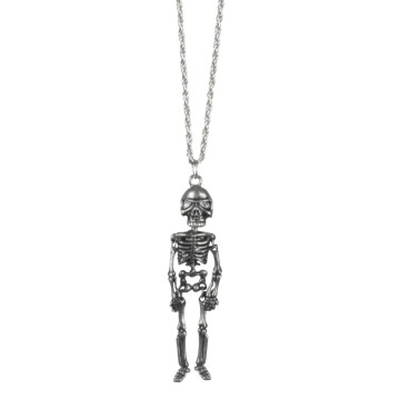 Collier Squelette métal argenté Halloween