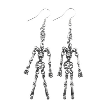 Boucles d'oreilles squelette métal argenté Halloween