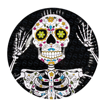 Lot de 6 Assiettes Day Of The Dead Halloween D 23 Cm