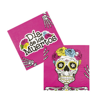 Lot de 12 Serviettes jetables Day Of The Dead Halloween 33 X 33 Cm