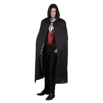 Cape de vampire noire avec capuche Halloween adulte 180 cm
