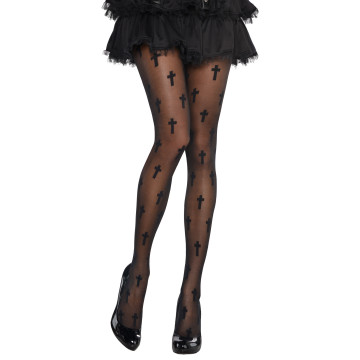 Collant noir avec croix Halloween