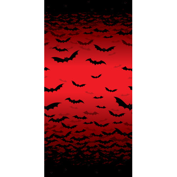 Décoration murale ciel rouge et chauve-souris Halloween