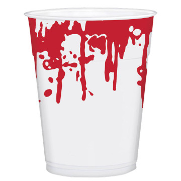 Lot de 25 gobelets en plastique halloween avec éclaboussures de sang