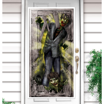 Décoration de porte Zombie Halloween 1,65 m x 85 cm