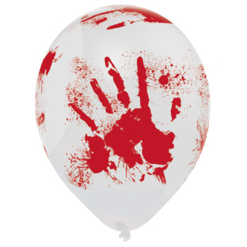 Lot de 6 ballons Main ensanglantée Halloweeen