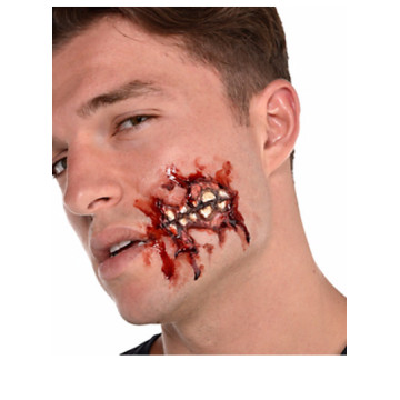 Fausse Cicatrice joue ouverte avec dents 3D Halloween