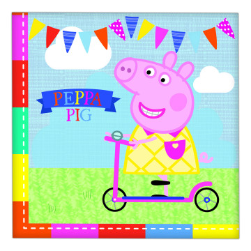 Lot de 16 serviettes jetables Peppa Pig en papier 33 x 33 cm