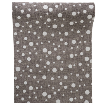 Chemin de table pois jute gris/blanc 28 cm x 5 m