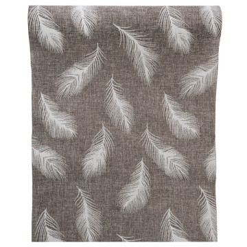 Chemin de table plume jute gris/blanc 28 cm x 5 m