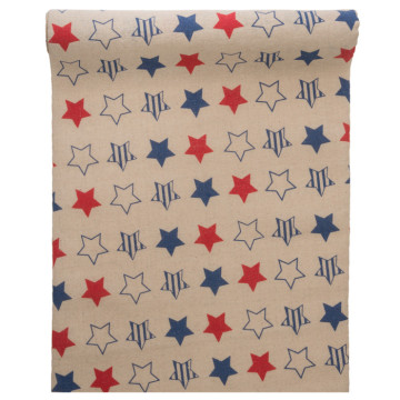 Chemin de table Etoile jute tricolore 28 cm x 5 m