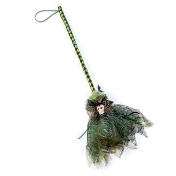 Balai de sorcière vert Halloween 80 cm