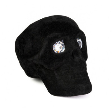 Tête de mort velours noir et diamants Halloween