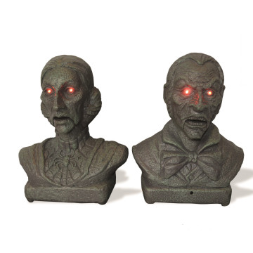 Bustes de Zombies lumineux et sonores Halloween 21 x 13 cm
