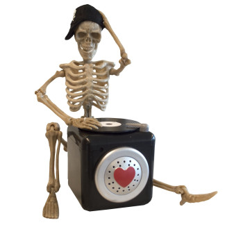 Squelette DJ animé Halloween 28 cm