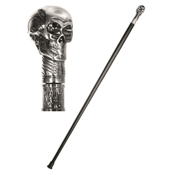 Canne noire et tête de mort Halloween 93 cm