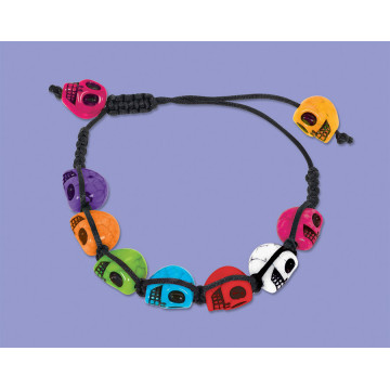 Bracelet crânes colorés Jour des Morts Halloween 24 x 42 cm