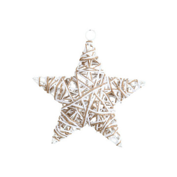 Suspension Etoile bois et fibre naturelle 20 cm