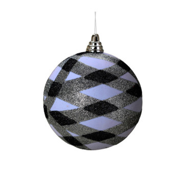 Boule noire motif argent et gris D 14 cm