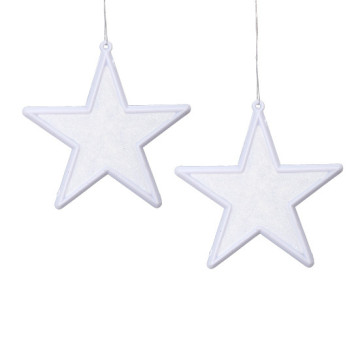 Lot de 2 Suspensions Etoile blanc pailleté blanc 8 cm