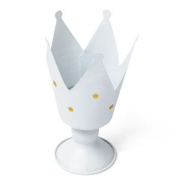 Bougeoir couronne blanc pois dorés