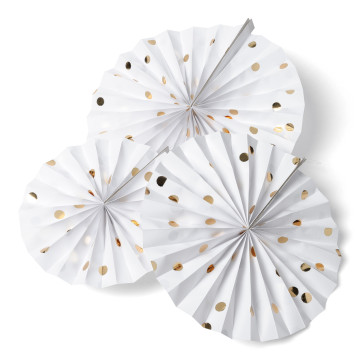 Lot de3 rosaces blanches pois doré