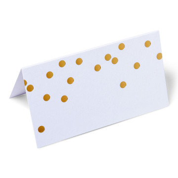 Lot de 8 marque-place blanc pois or 9x 5 cm