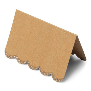 Lot de 8 marque-place Kraft/cuivre pailleté 9 x 6 cm