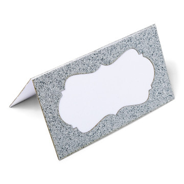 Lot de 8 marque-place argent pailleté 9 x 5 cm