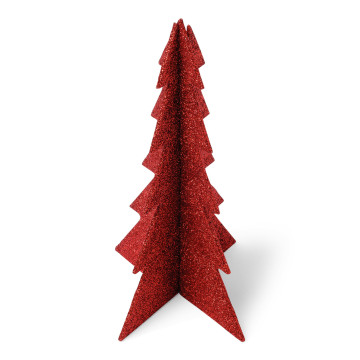 Sapin rouge pailleté 19 x 12 cm