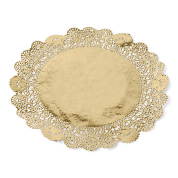 Lot de 6 napperons dentelle papier or  D 26,5 cm