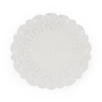 Lot de 6 napperons dentelle papier blanc D 21,5 cm