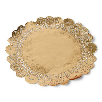 Lot de 6 napperons dentelle papier or D 21,5 cm