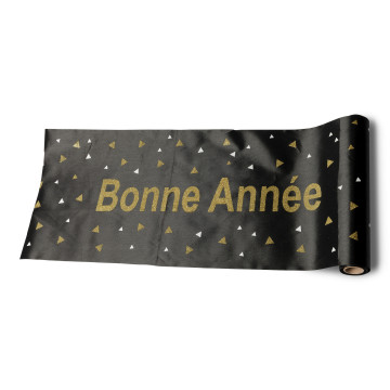 Chemin de table noir Bonne Année 28 cm x 5 m