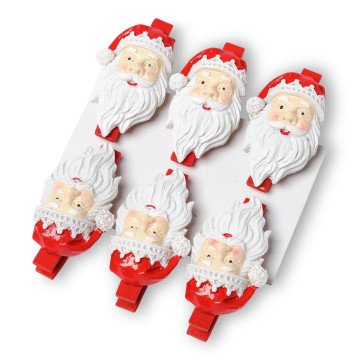 Lot de 6 pinces Père Noël  4,5 cm