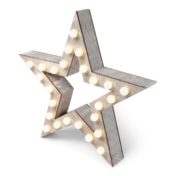 Etoile bois 38 cm + 25 boules led