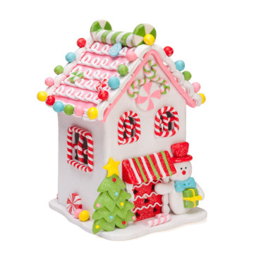 Maison Noël blanc lumineuse GM 19,5 x 13 x 12 cm