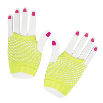 Mitaines courtes en résille jaune fluo