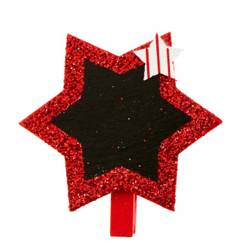 Lot de 4 pinces Etoile rouge pailleté