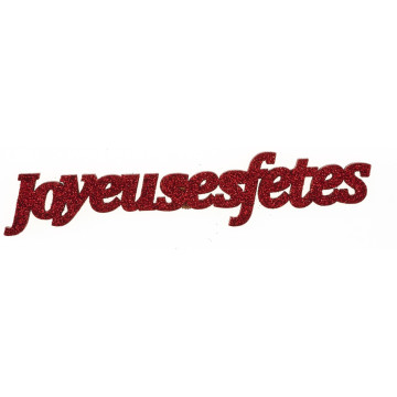 Lot de 4 stickers Joyeuses Fêtes rouge pailleté