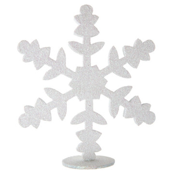 Centre de table flocon blanc en plastique 15 x 13 cm
