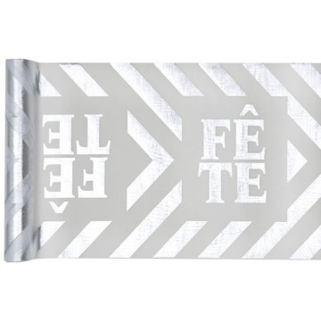 Chemin de table argent Fête en organdi 28 cm x 5 m