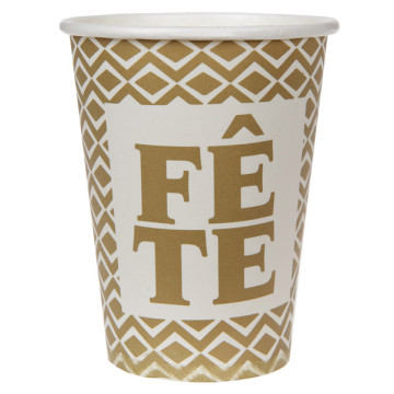 Lot de 10 gobelets or Fête en carton D 7,8 cm x 9,7 cm