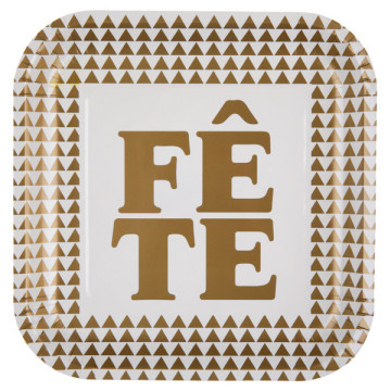 Lot de 10 assiettes or Fête en carton D 22,5 cm