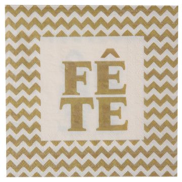 Lot de 20 serviettes or Fête en papier 33 x 33 cm