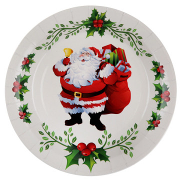 Lot de 10 assiettes Joyeux Noël en carton D 22,5 cm
